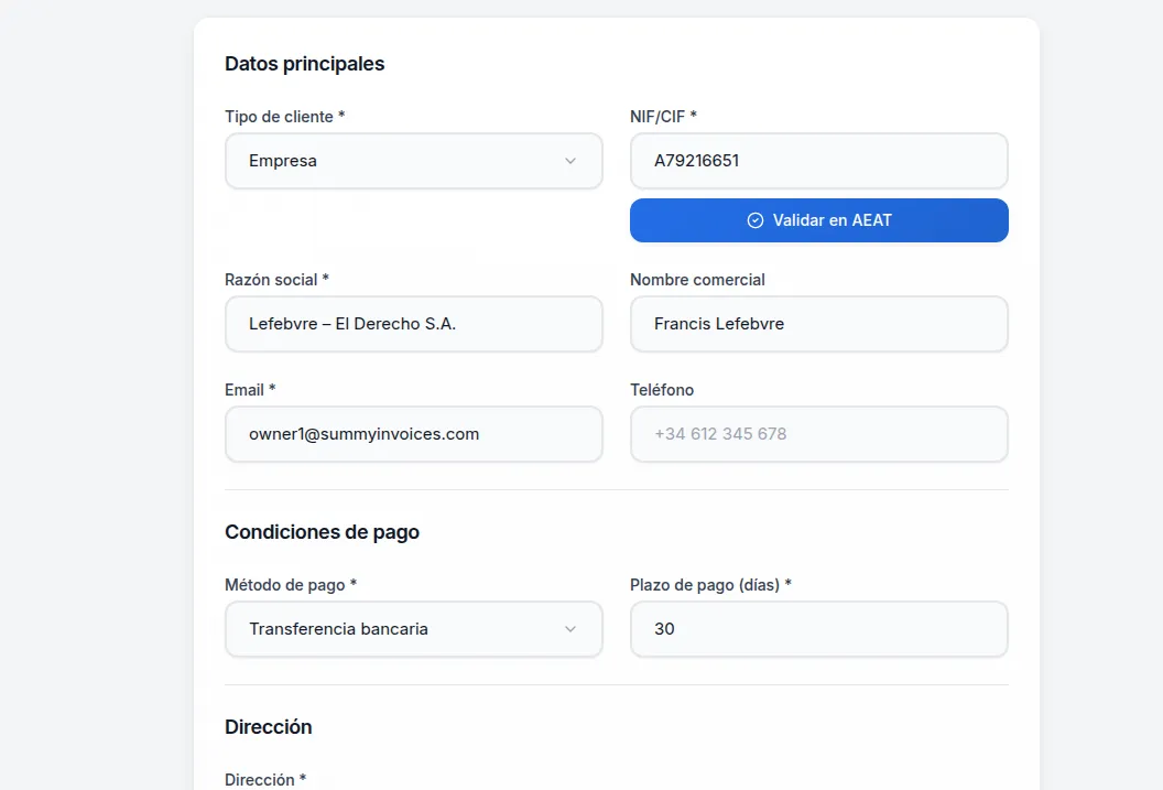 Datos siempre correctos
